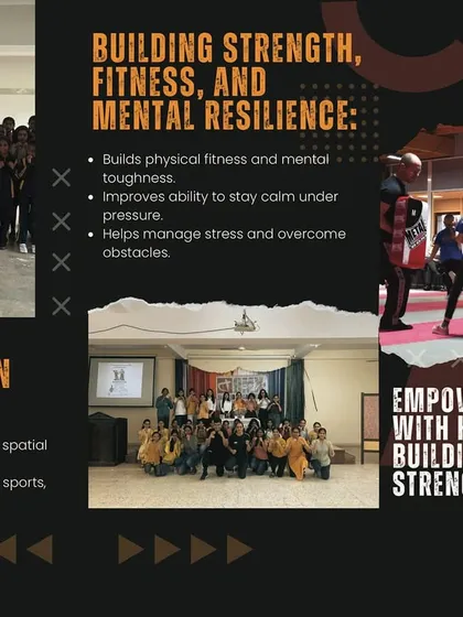 An informational graphic detailing how our kids' programs build strength, fitness, and mental resilience, helping children manage stress and overcome obstacles.