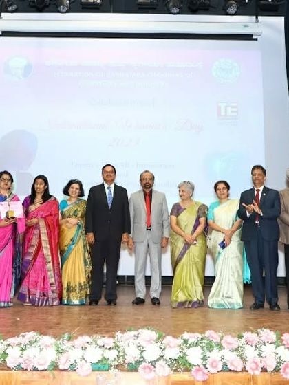 A group photo from the Social Woman Entrepreneur Award ceremony, hosted by the Federation of Karnataka Chamber of Commerce and Industry (FKCCI).