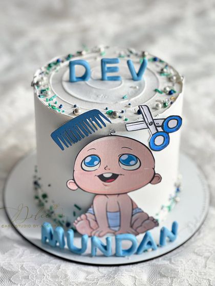 The same Mundan cake, but with a sprinkle of fun. We added some colorful sprinkles to give it a more celebratory feel.