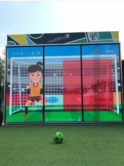 This interactive soccer wall is designed for outdoor events. The durable, large-format screen features various training drills and games, where players strike a ball against digital targets, making it a perfect solution for sports-themed activations.