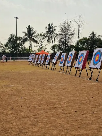 Welcome to our training ground. We have a full-sized range with multiple targets set up for practice at various distances, providing a professional environment for both beginner lessons and competitive training.