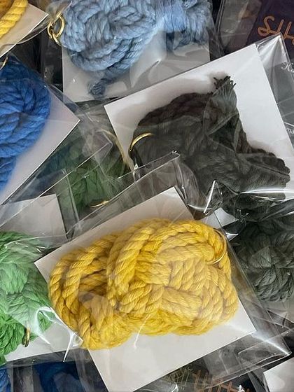 These are my drop-style keychains, all packed and ready to go. I can make these in any color you like.