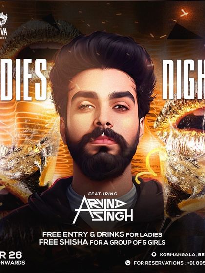 The poster for a Ladies Night at Casinova, with offers of free drinks and shisha.