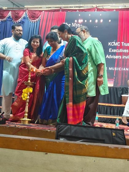 A group of us on stage during the inauguration in Mysore. It was a beautiful start to a festival celebrating the compositions of the great Vasudevacharya.