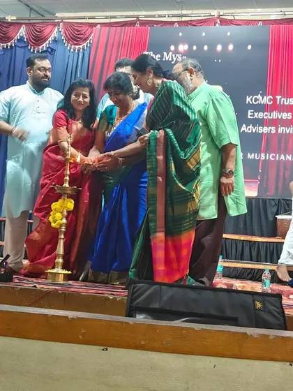 The traditional lighting of the lamp to inaugurate the KCMC Vasudevacharya's day in Mysore. These events bring our entire musical community together to celebrate the legacies of great composers.