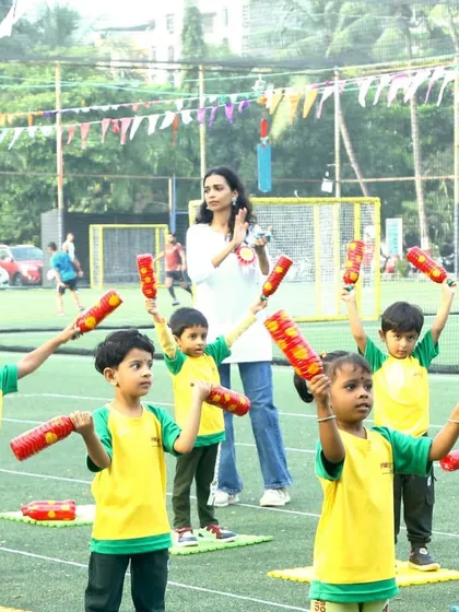 Our Annual Sports Day is all about encouraging a spirit of participation and teamwork. Here, our students are engaged in a fun drill, developing their motor skills while having a great time outdoors.