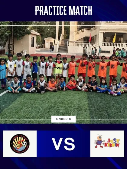 Our Under-8s after their first-ever friendly match against Just Kidding FA. A day of big smiles and valuable learning.