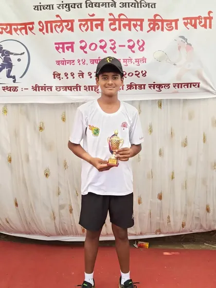Rishikesh Mane after being selected for the Under-14 National Team for Maharashtra. This is a crucial step in a young player's career.