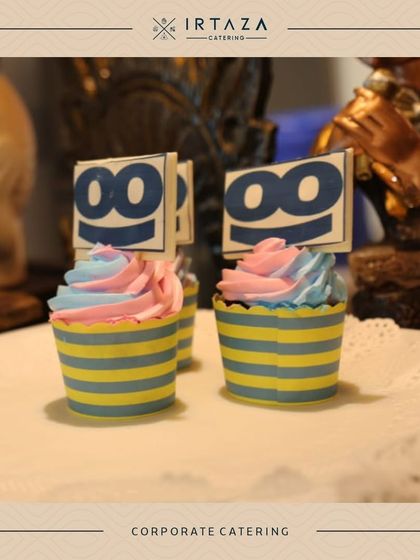 Colorful cupcakes for a corporate event, customized with the company's logo. This is a great example of how I can tailor my desserts to fit your brand or event theme.