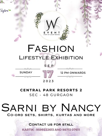 This graphic for 'Sarni by Nancy' details their product range of co-ord sets, shirts, and kurtas.