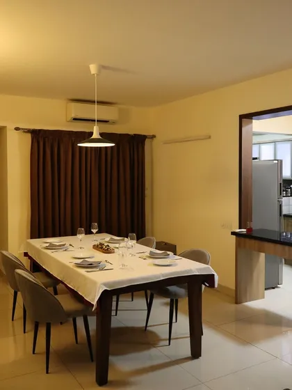 Another perspective of the dining room and kitchen pass. This setup is ideal for my supper clubs, where guests can see the culinary action unfold.