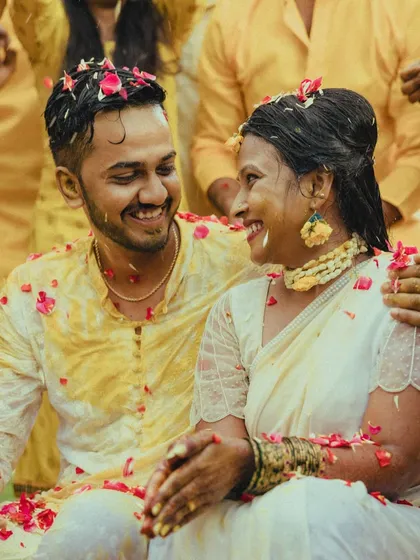 The Haldi ceremony is pure, uninhibited joy. We love capturing the vibrant colors and infectious smiles of this beautiful pre-wedding ritual, preserving the warmth and blessings of the moment.