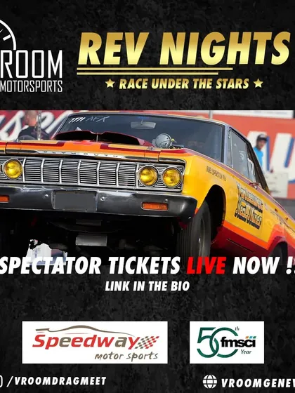 Spectator tickets are live. This graphic for Rev Nights clearly promotes our ticketing partners and drives urgency, a key part of our successful event marketing strategy.