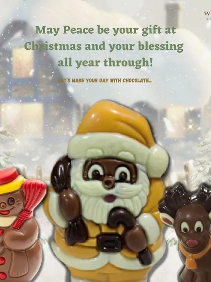 My Christmas collection comes to life with these festive figures, including a cheerful Santa Claus, a friendly snowman, and a cute reindeer, all molded from premium chocolate.