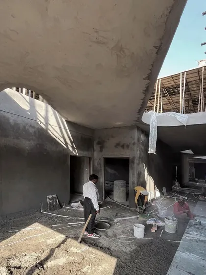 A behind-the-scenes look at the SMBV school site during construction. You can see the basic forms of the corridors and openings coming together, designed to maximize airflow and natural light.