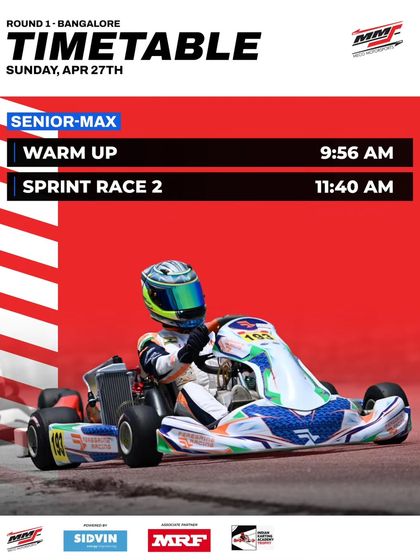 The Sunday schedule for the Senior Max class at Round 1.