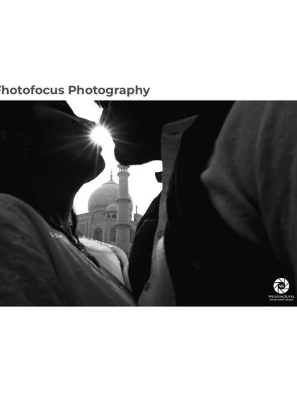 Our nominated shot for Pre-Wedding Photography, a powerful silhouette of a couple's kiss framing the Taj Mahal. This image blends iconic romance with artistic composition.