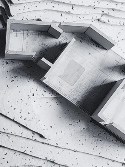 My process is rooted in craft. This physical study model shows the ground floor of a house designed for the hills, with the building's form embedded directly into the site's natural contours, demonstrating a harmonious integration of structure and landscape.