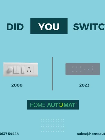 We believe in upgrading not just technology, but also aesthetics. This visual compares a traditional switchboard from 2000 to our modern, minimalist smart switch panel, showing the evolution towards a cleaner and more intelligent home interface.