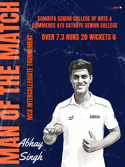 We build champions who perform when it counts. Abhay Singh delivered a phenomenal spell in the MCA Intercollegiate Tournament, taking 6 wickets for just 20 runs to win the Man of the Match award. This is the result of focused training and a strong mental game.