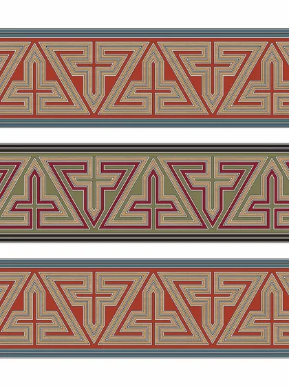 The digital design for the Arabic-inspired patterns on the wooden rafters. This initial step ensures the geometric precision and cultural accuracy of the final hand-painted work.