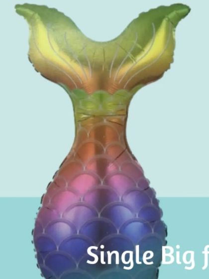Make a big statement with this single, large foil balloon shaped like a colorful mermaid tail. It works great on its own or as the centerpiece of a larger balloon bouquet.