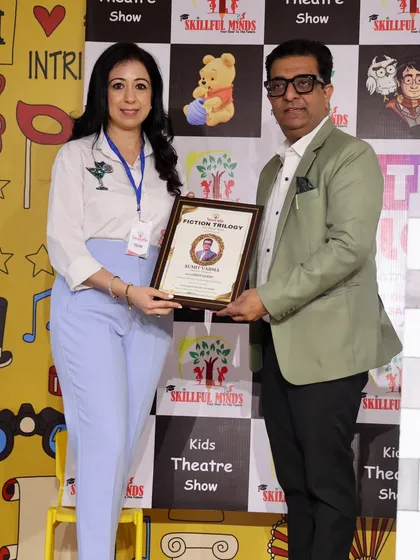 I was honored to present a token of appreciation to our esteemed chief guest at the 'Fiction Trilogy' kids theatre show.