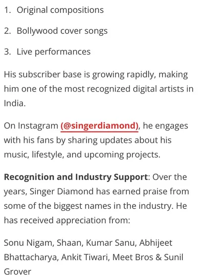 I feel so grateful to have my work recognized by legends in the music industry. This article mentions the appreciation I've received from greats like Sonu Nigam, Shaan, and Kumar Sanu. It's a huge motivation to keep creating better music.