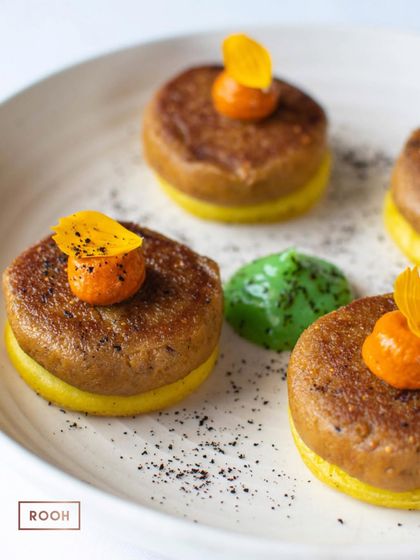 A platter of our Raw Banana and Fig Galouti kebabs. They are a perfect vegetarian alternative to the classic galouti, offering a sweet and savory flavour profile.