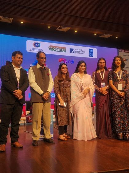 A group of speakers and leaders on stage at the conclave. We stand in solidarity with all advocates for transgender rights.
