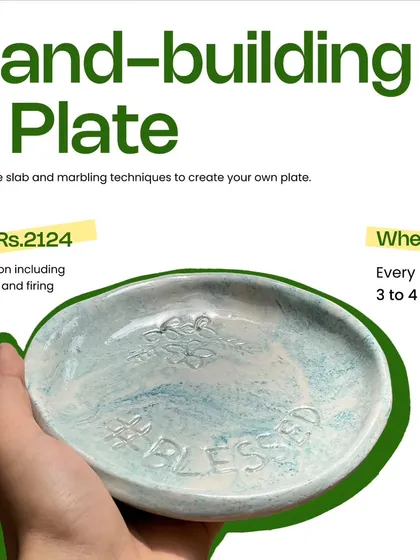 In our hand-building a plate workshop, you will learn the slab and marbling techniques to create your own functional plate. The session is held every Friday and the fee includes all materials and firing costs.