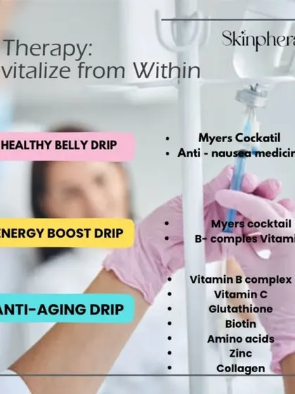 My IV therapy menu also includes drips for gut health, energy, and anti-ageing. The Anti-Aging Drip is a powerful cocktail of Vitamin C, glutathione, biotin, and collagen to revitalize you at a cellular level.