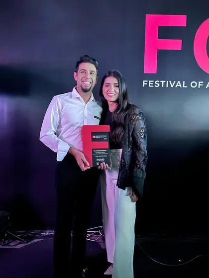 The founders posing with the award at the FOAID event. This recognition is a testament to our vision, passion, and purpose in crafting meaningful spaces.