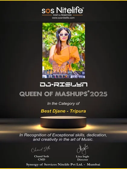 Being named 'Best Djane - Tripura' for the second time was a huge honor. This award isn't just for me; it's a testament to the hard work and passion that I pour into my craft, and it's the level of dedication I bring to my teaching.