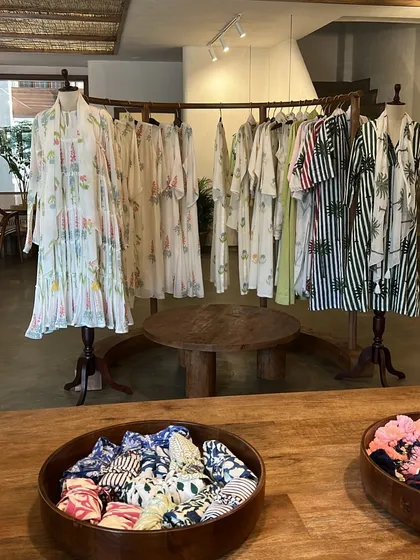 A rack of beautiful printed dresses and co-ord sets. Jaipur is a treasure trove for light, breezy, and stylish outfits with unique prints.