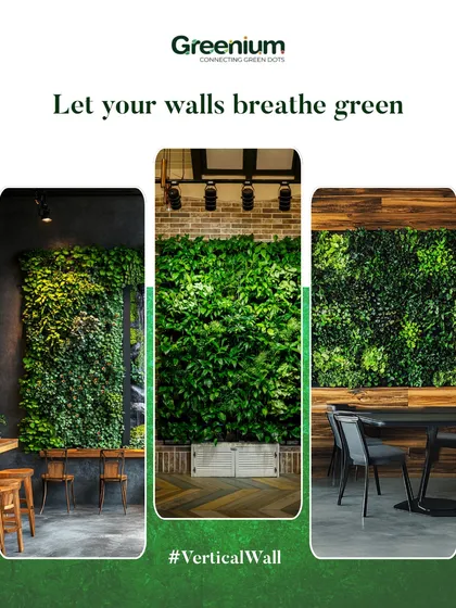 A collage of three different vertical wall styles for commercial spaces like cafes or restaurants. Each design creates a unique ambiance, from rustic to modern, showing how I can tailor the look to your brand.