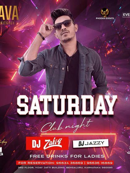 Another version of the Saturday Club Night poster for Drava, with a different design but the same promise of a great party.