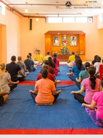 Blessed Self! This is a view of our group meditation session in progress. Meditating together in a large group creates a powerful spiritual atmosphere that helps everyone experience a deeper state of peace and stillness.