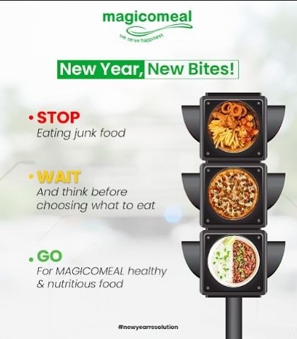 This New Year, revamp your eating habits with my simple traffic light system. Stop eating junk food, wait and think, and go for my healthy and nutritious food.