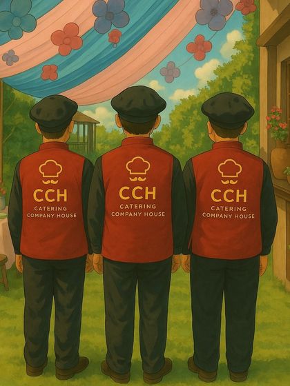 Our team, ready for service. This artistic image captures the spirit of our staff, who work together to bring a touch of magic to every event.