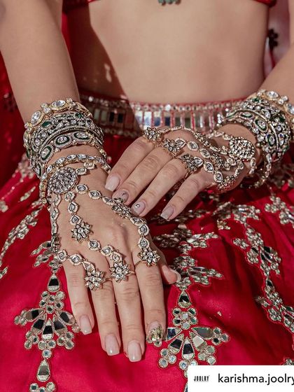 A detailed shot for Karishma Joolry's bridal collection, focusing on the exquisite craftsmanship of the hand jewellery. My macro shots ensure every detail is captured perfectly.