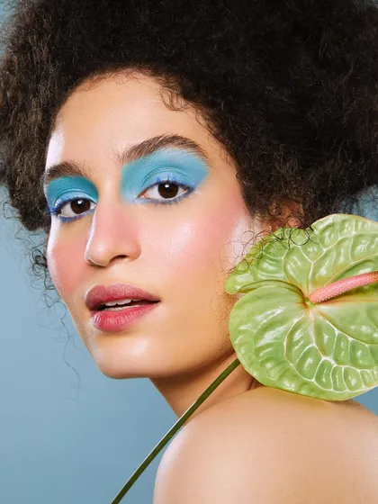 A beautiful pastel blue eyeshadow look from our Delhi academy, showing that soft colors can still make a big impact.