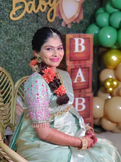 Keerthana looking serene and beautiful. It's wonderful how clients often become friends during this process.