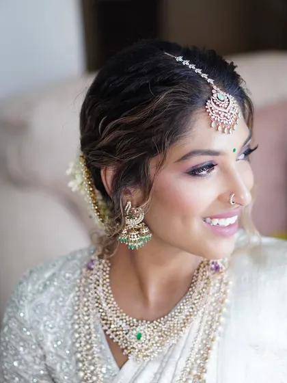 It was a special honor to get fellow wedding industry professional Reshma ready for her own engagement. We crafted a soft glam look that highlighted her sparkling personality and natural glow, ensuring the wedding planner became the radiant bride.