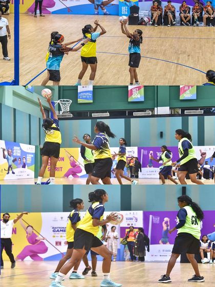This collage captures the versatility of Goa's netball captain, Sharayu Jagtap, in both offensive and defensive roles. We document the key plays that define a player's performance throughout a match.