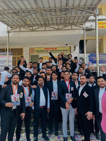 Campaigning for a colleague outside the Shahdara Bar Association office. I always stand by those who work for the welfare of advocates.
