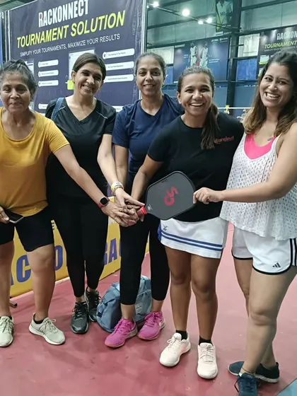 A group of enthusiastic players at a Pickleball Skills Clinic held at our Sector 63A facility. We partner with experts to host clinics and workshops for players of all levels, from beginner to advanced.