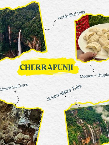 Monsoon Guide: Cherrapunji. Get soaked at the majestic Nohkalikai and Seven Sister Falls, explore the Mawsmai Caves, and enjoy hot momos.