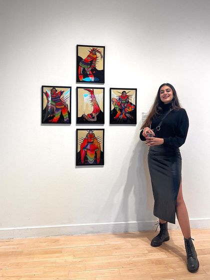 Me with my 'You do you boo' series at the Image Harvest Exhibition at MICA.