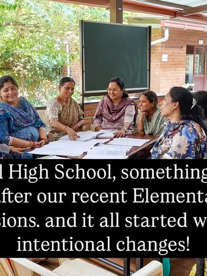 A planning session with teachers at Gurukul High School. After our elementary school support sessions, we saw a beautiful shift as teachers embraced new ways to foster spontaneous, child-led learning.